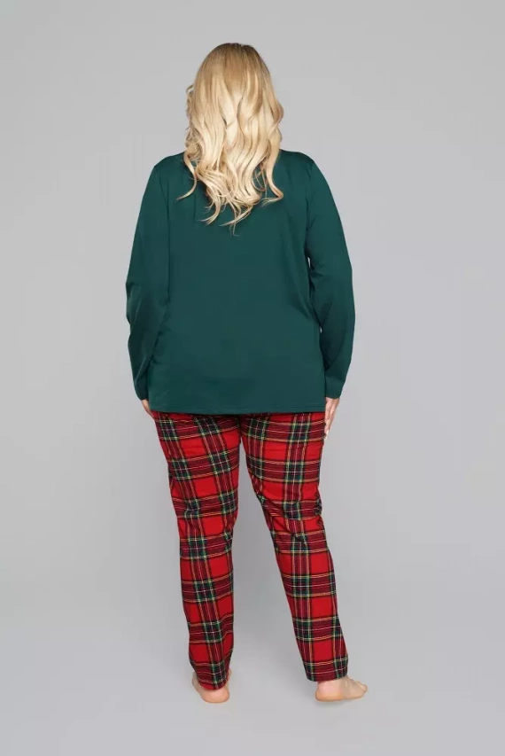 Pijama de mujer Zorza manga larga, pantalón Moda Italiana - verde/estampado