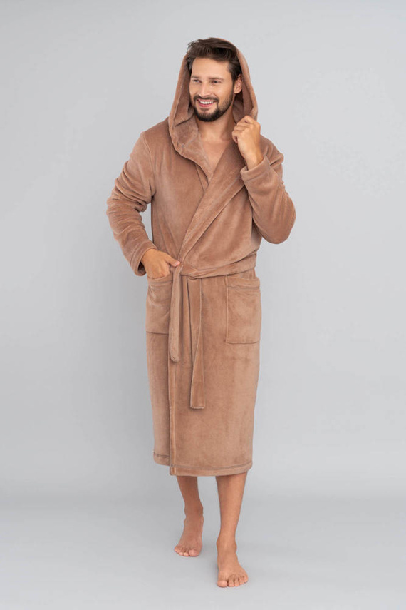 Mimas Albornoz con capucha para hombre Italian Fashion- camel