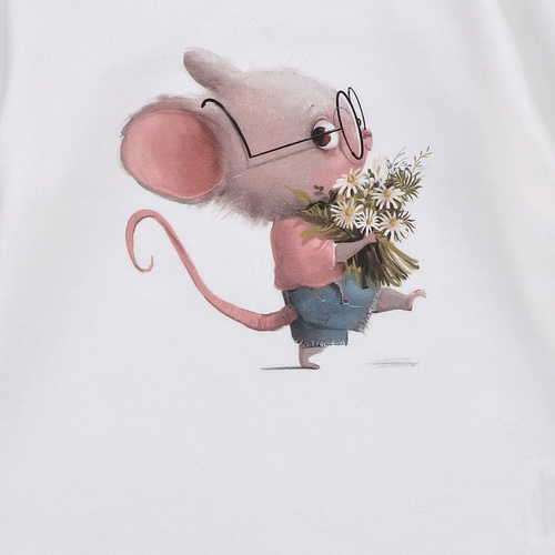 KAR-3008 Blusa de manga larga para niña Lagarto Verde ecru - elegante, algodón, producción polaca