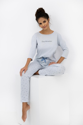Daydreamer Sensis pijama 3/4 mujer paloma - pijama de algodón azul con pantalón largo