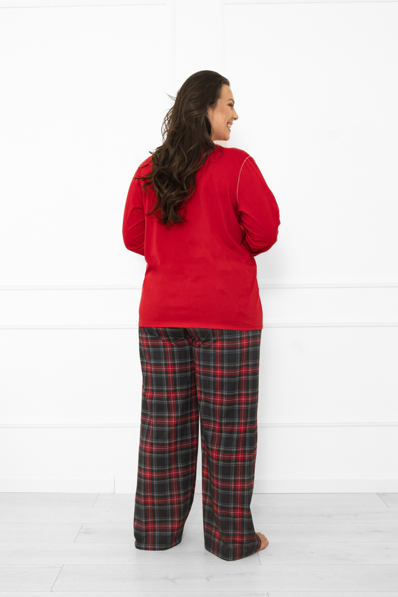 Pijama de mujer Italian Fashion en rojo - algodón, manga larga y pantalón, a cuadros