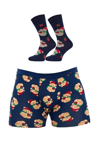 914/02 Conjunto de Navidad para hombre Cornette Teddy - boxers y calcetines, algodón