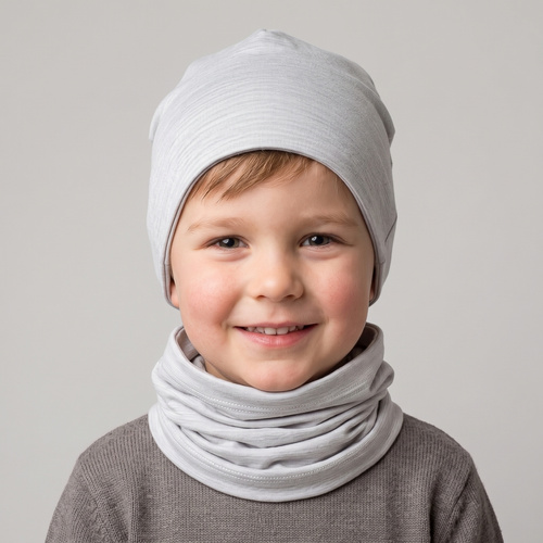 229110 Nicol Gorro Merino 100% lana infantil doble capa - gris