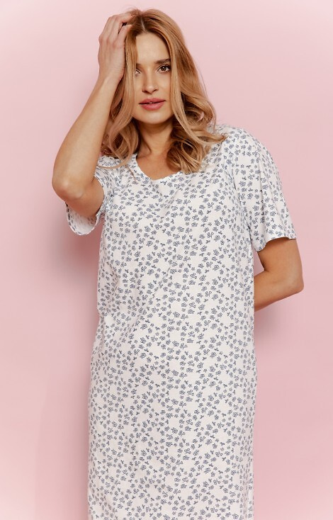 3419 Camisón Demi Taro-algodón, floral, manga corta