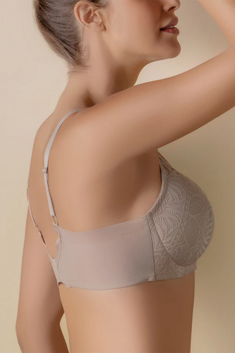 Selene Mireia sujetador push-up sin aros con encaje color tierra-beige