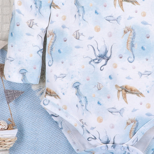 ABN-5445 Body de algodón orgánico Sea Of Joy de Nini - algodón orgánico, manga larga