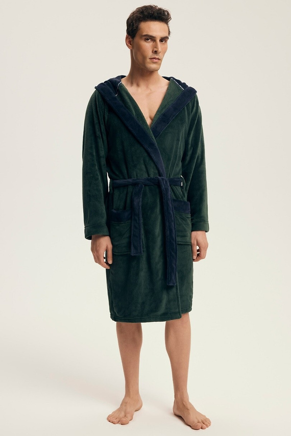 Henderson albornoz para hombre 43377 Natch verde- capucha, punto cálido, comodidad y elegancia