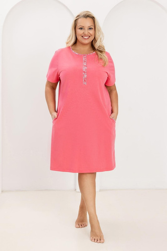 Camisa de señora 177 Regina frambuesa- Camisón de algodón 100% Algodón, Desabrochado, Comodidad y Libertad