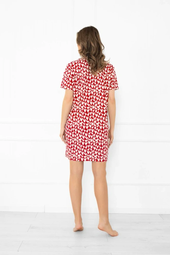 Ksenia Italian Fahion - camisón femenino de algodón con corazones, abotonado, manga corta