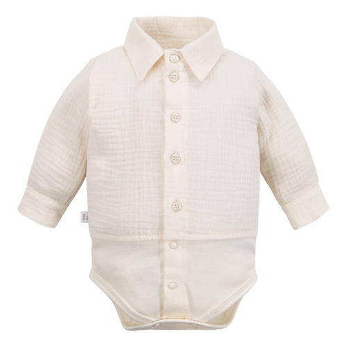 Ceremonia muselina cuerpo camisa con cuello para niño Eevi elegante- crudo