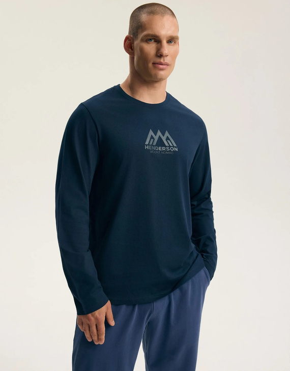 Henderson Fin 45499 Pijama larga para hombre 100% algodón con estampado steel blue