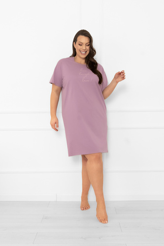 Camisón de señora Ksara - manga corta, algodón Italian Fashion - brezo