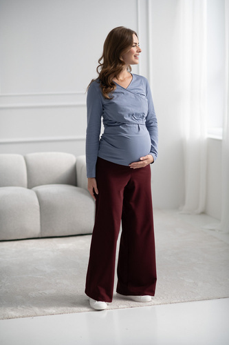 Pantalones premamá anchos Wide Flow Milk & Love Wide Leg con cinturilla 2 en 1 burdeos