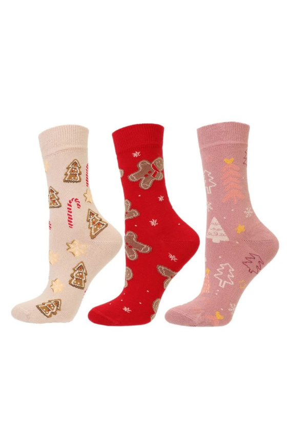 Calcetines de mujer Moraj CSLS250-048 navideños de algodón sin costuras, sin compresión
