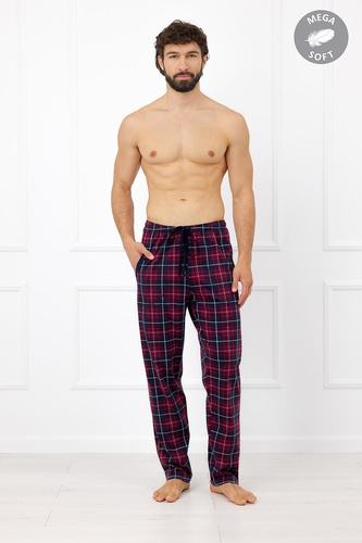 Italian Fashion Brajan Pantalones para hombre Mega Soft de algodón a cuadros
