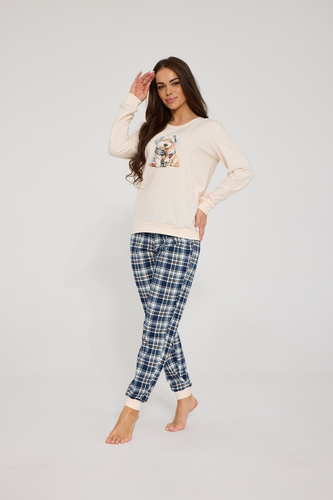Pijama de mujer Cornette Home Friends 671/478 ecru – 100% algodón, familiar