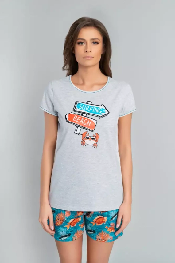 Pijama de manga corta Oceania Ladies, short Italian Fashion- melange/print