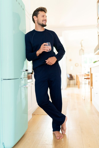 Niko Pijama hombre manga larga, pantalón largo Moda Italiana - azul marino