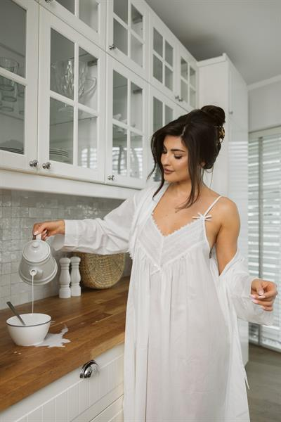 Camisón Unikat Blanche Blanco 100% Algodón Ligero de Verano para Mujer