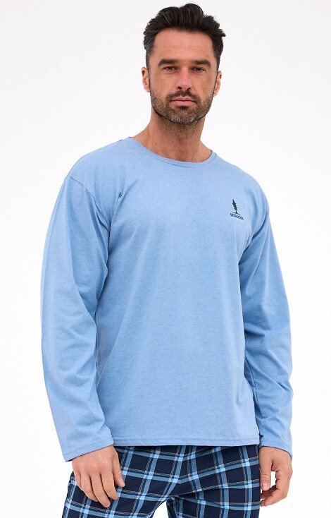 124/308 Sequoia Cornette - pijama de algodón para hombre, manga larga, pantalón a cuadros