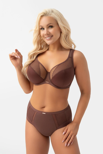 Braguitas de mujer Gorsenia K442/1 Luisse color chocolate, talle alto, encaje