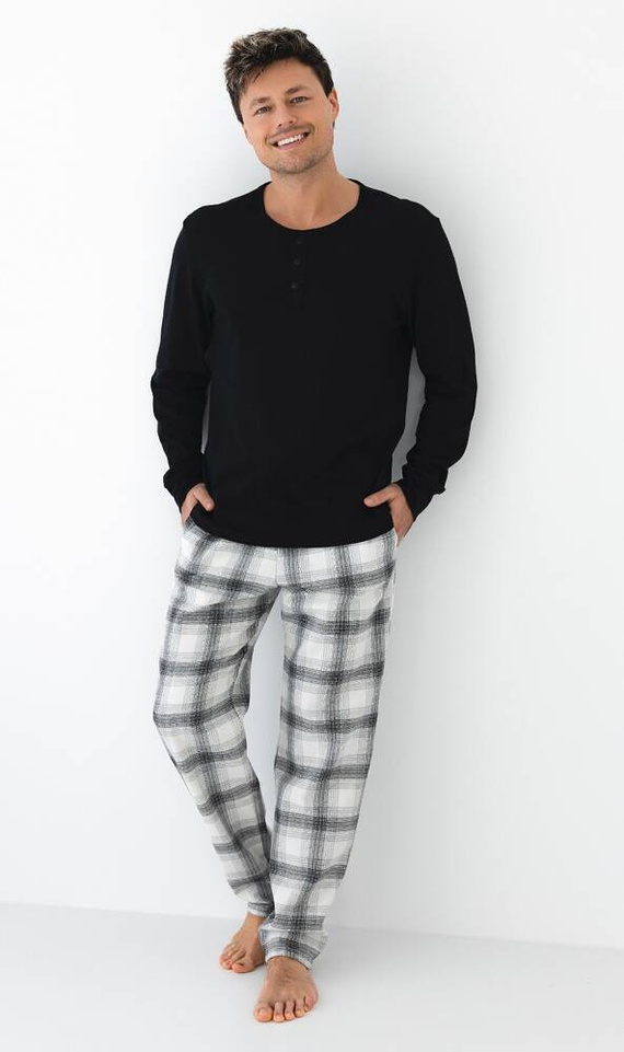 Pijama de franela para hombre Charles Sensis - Negro