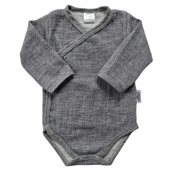 Body de muselina Just Muslin 03235N Makoma azul marino - manga larga, cierre de sobre, 100% algodón