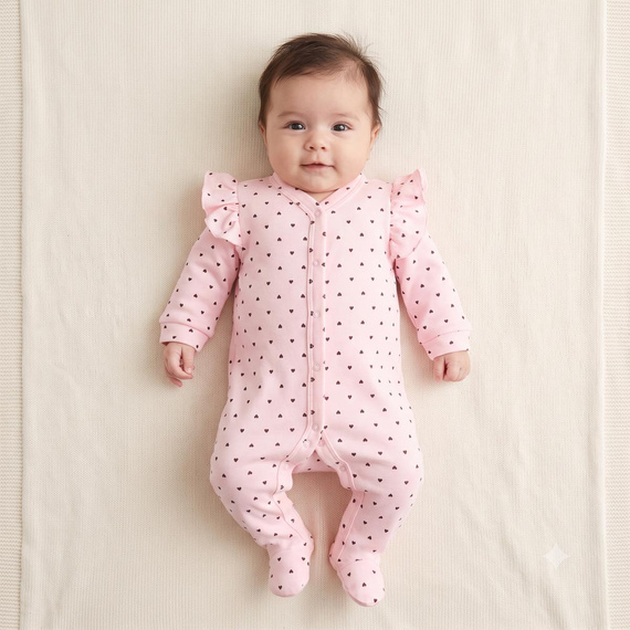 Pijama para bebé Nicol Tosia 225031 100% algodón rosa con corazones