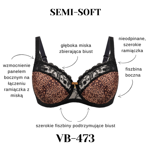 Vena VB-473 negro-canela – sujetador estable K15 para busto medio y grande