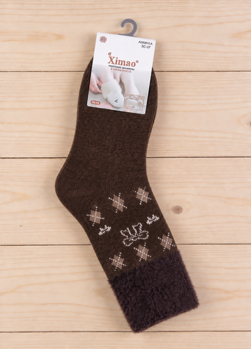Xintao WiK 3141 wz.5 Calcetines de mujer Merino 88% lana cálidos-1 marrón