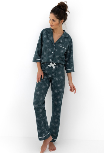 Pijama Sydney Sensis verde - elegante pijama abotonado de algodón para mujer