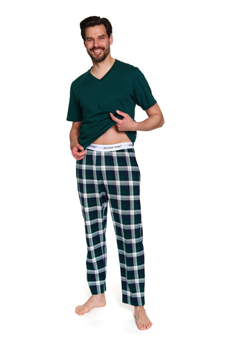 Doctor Nap 7368 - Pijama de hombre de algodón con cuello en V camiseta | 100% algodón, pulido hecho - esmeralda