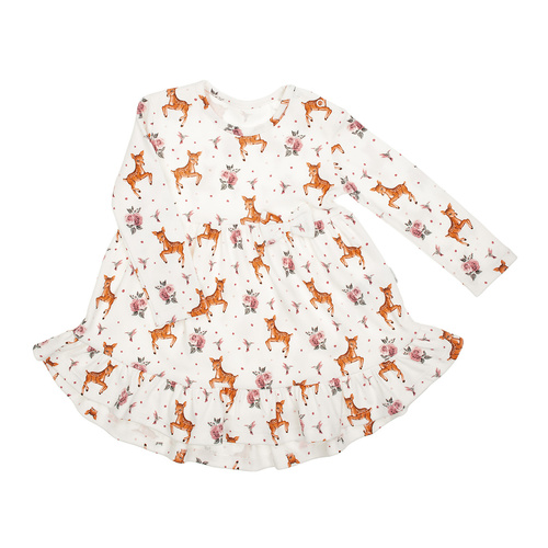 216166 Lala - Vestido de niña Nicol, algodón, manga larga, piel de ciervo