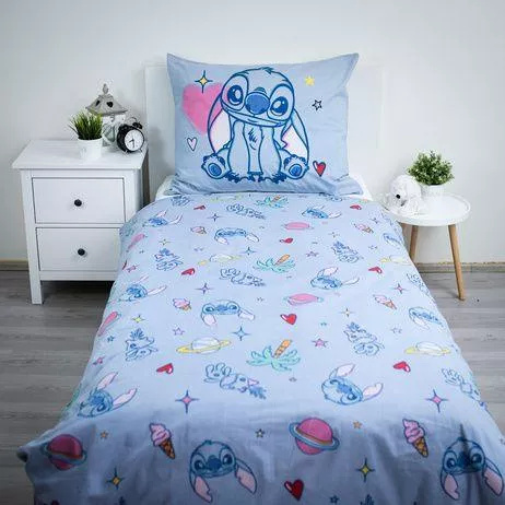 Ropa de cama de algodón 140x200 Lilo and Stitch azul 70x90 Jerry Fabrics