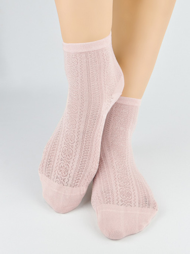 Noviti SB167 Calcetines de mujer con seda, calados, de viscosa, trébol, rosa sucio