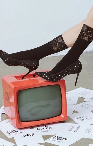 686 Calcetines Nina Gabriella negro - microfibra con encaje y silicona