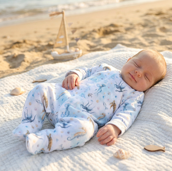 ABN-5450 Pijama para bebé Sea Of Joy Nini - algodón orgánico, cierre con automáticos