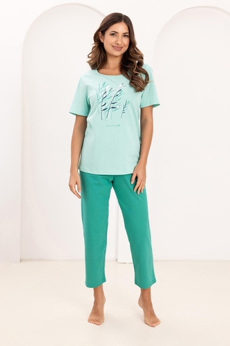 Pijama Regina 740, algodón, estampado, pantalón 7/8, comodidad para cada noche - verde