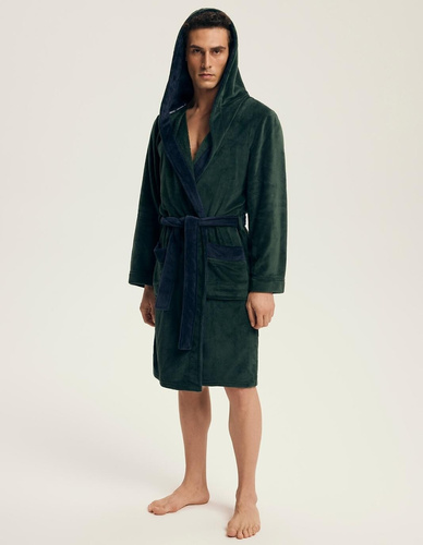 Henderson albornoz para hombre 43377 Natch verde- capucha, punto cálido, comodidad y elegancia