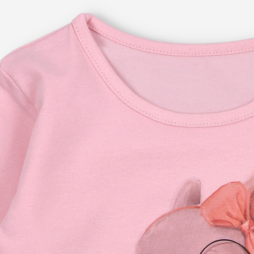 KAR-3011 Blusa de manga larga para niña Lagarto Verde rosa - elegante, algodón, producción polaca