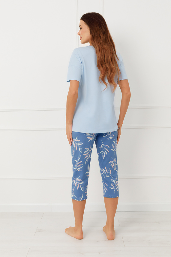 Pijama señora ERULA Moda italiana algodón manga corta 3/4 pantalón - azul