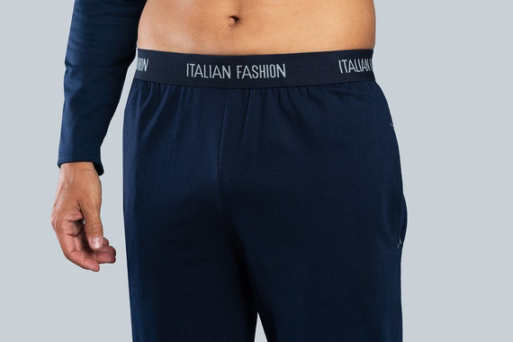 Niko Pijama hombre manga larga, pantalón largo Moda Italiana - azul marino