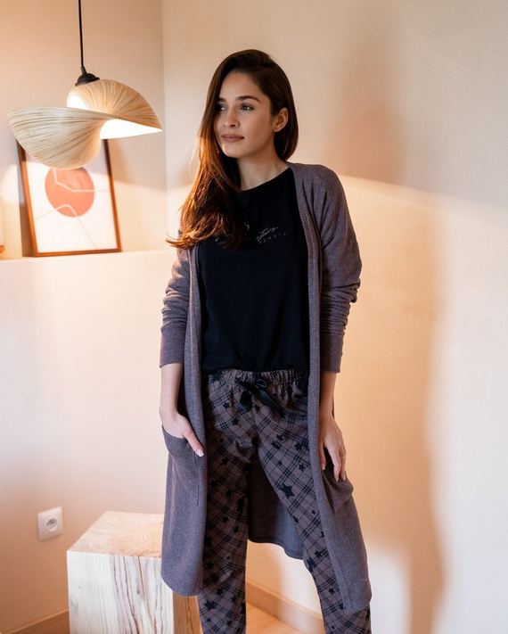 Sensis Reach For The Stars Pijama de mujer - negro-marrón