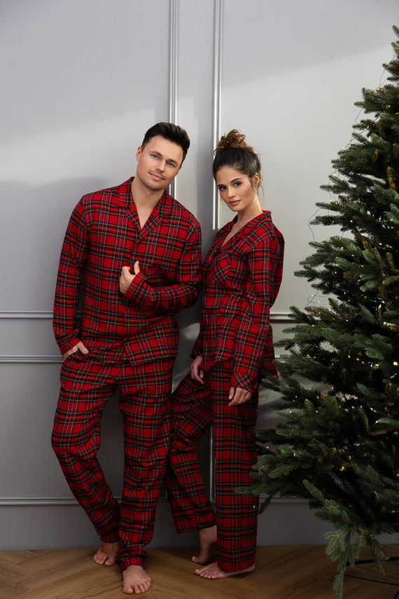 Dayana Sensis pijama de mujer - franela, largo, cuadros