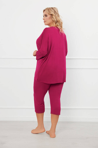 Pijama 3/4 Natura Mujer Moda Italiana - vino