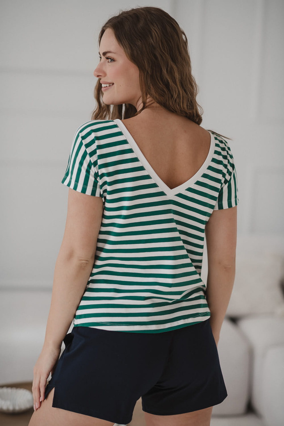 Two Ways Blusa para embarazo y lactancia | Manga corta, cómoda Milk&Love rayas verdes y blancas