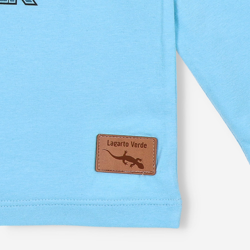 KAR-1014 Blusa de manga larga para niño Lagarto Verde azul - algodón con elastano, producción polaca