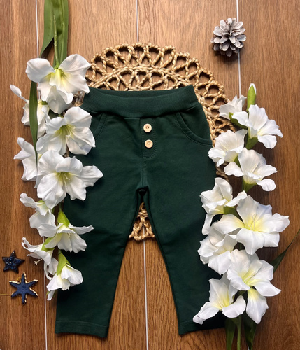 Mamatti SM019 pantalones infantiles de algodón con bolsillos y botones de madera