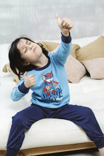 Remek Pijama de niño manga larga, pantalón largo Moda Italiana - azul