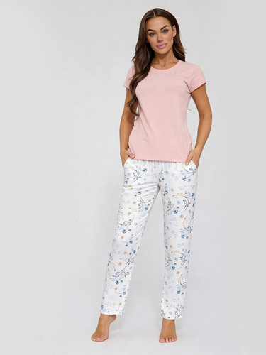690/55 Pantalones de pijama para mujer Cornette blancos – algodón, bolsillos, comodidad y estilo
